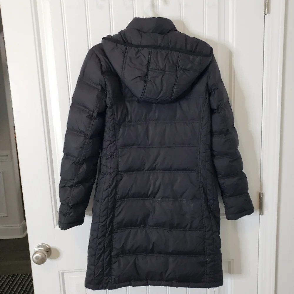 Michael‎ Kors Puffer Jacket Long Hooded Down Fill Coat Women's Size S Black